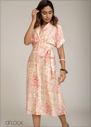 Batwing Sleeve Shirt Dress - 301026