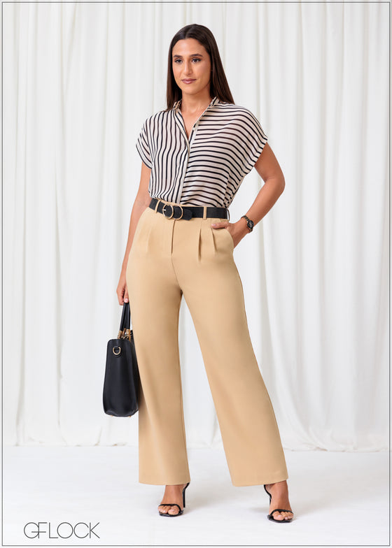 High Waist Pant With Pleats - Long Length - 301224