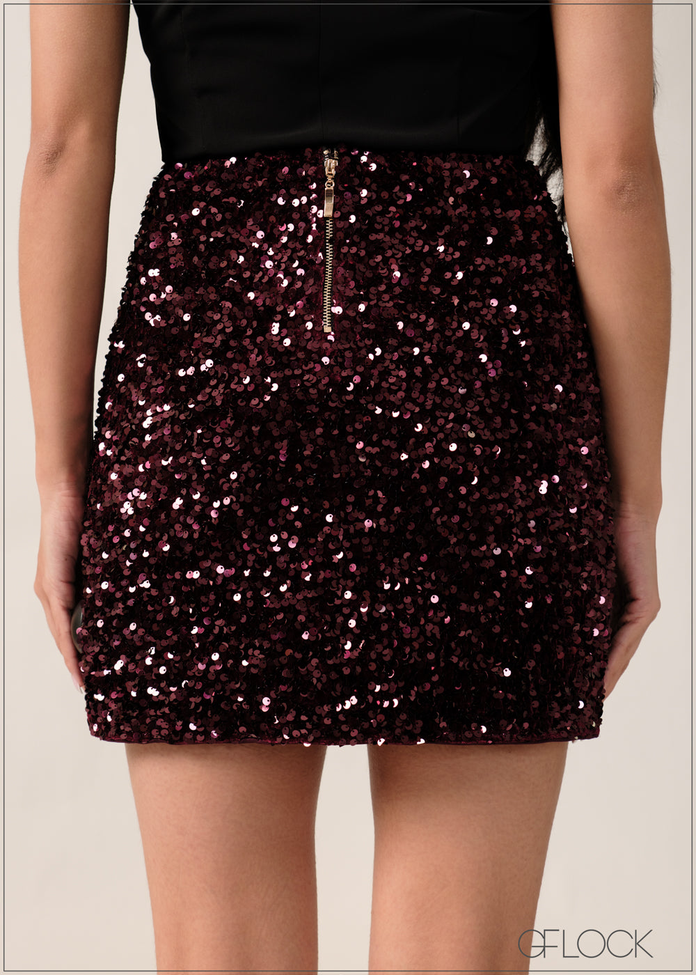 High Waist Sequin Mini Skirt - 261225E