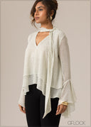 Ruffle Detailed Polka Dot Blouse - 110926