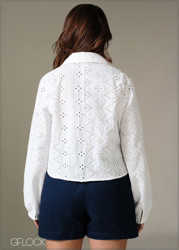 Long Sleeve Cutlawn Top - 281225