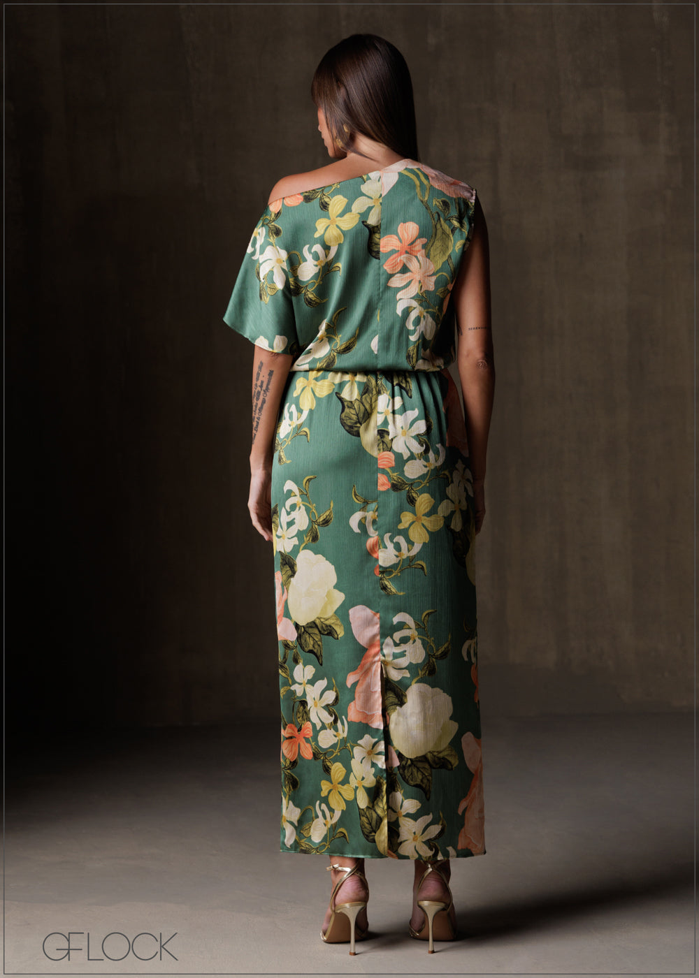 One Off Shoulder Maxi Dress - 191225