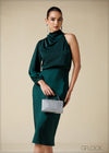 One Shoulder Detail Midi Dress - 250725