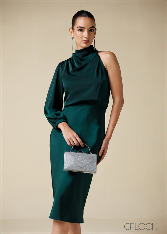 One Shoulder Detail Midi Dress - 250725