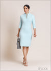 Three Quarter Sleeve Dress With Front Opening - 080424