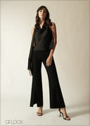 Front Slit Detail Bootleg Pant - 190626
