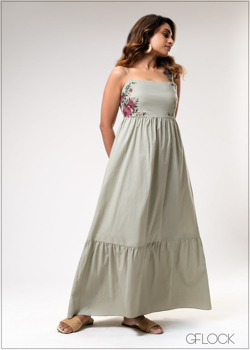 Strappy Embroidered Dress - 310725