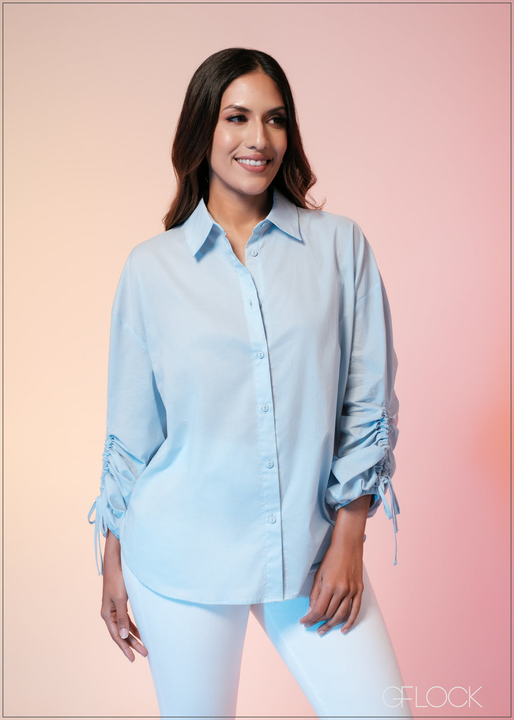 Ruched Sleeve Shirt - 260523