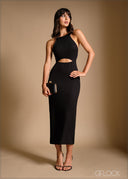 Halter neck cut out detail midi dress