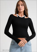 Contrast Double Ribbed Top - 170826