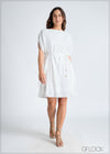 Boat Neckline Tie-Up Dress - 080724