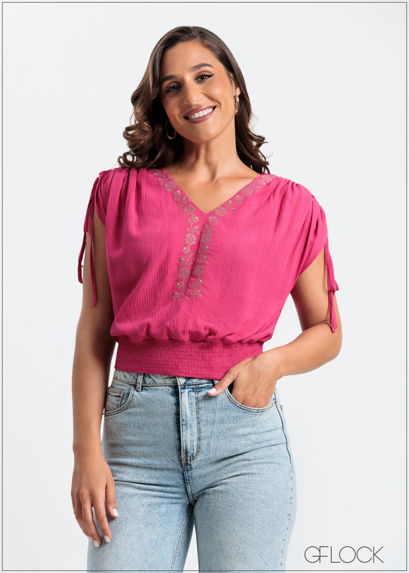 Embroidered Crop Top - 240225