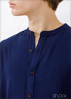 Chinese Collar Long Sleeve Shirt - 200224