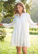 Cotton Long Sleeves Tiered Dress - 100524