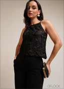 Black lace strappy cami top
