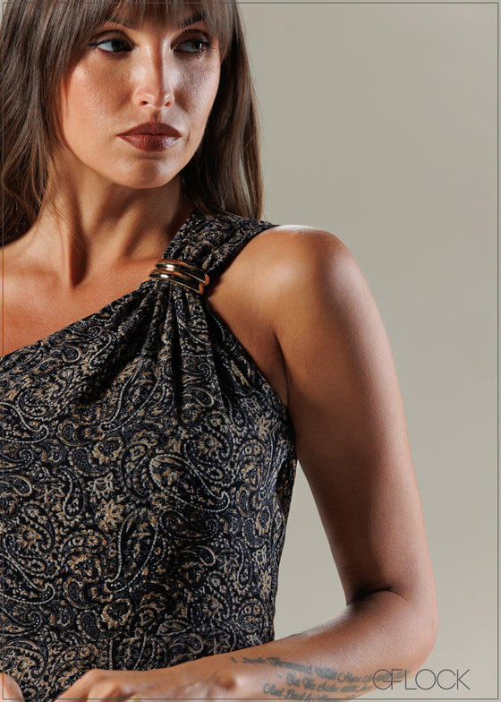 One Shoulder Trim Dress - 121225