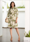 Three Quarter Sleeve Shirt Dress - 250823