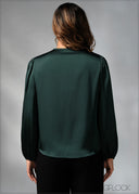 Long Sleeve Detailed V-Neck Top - 270625