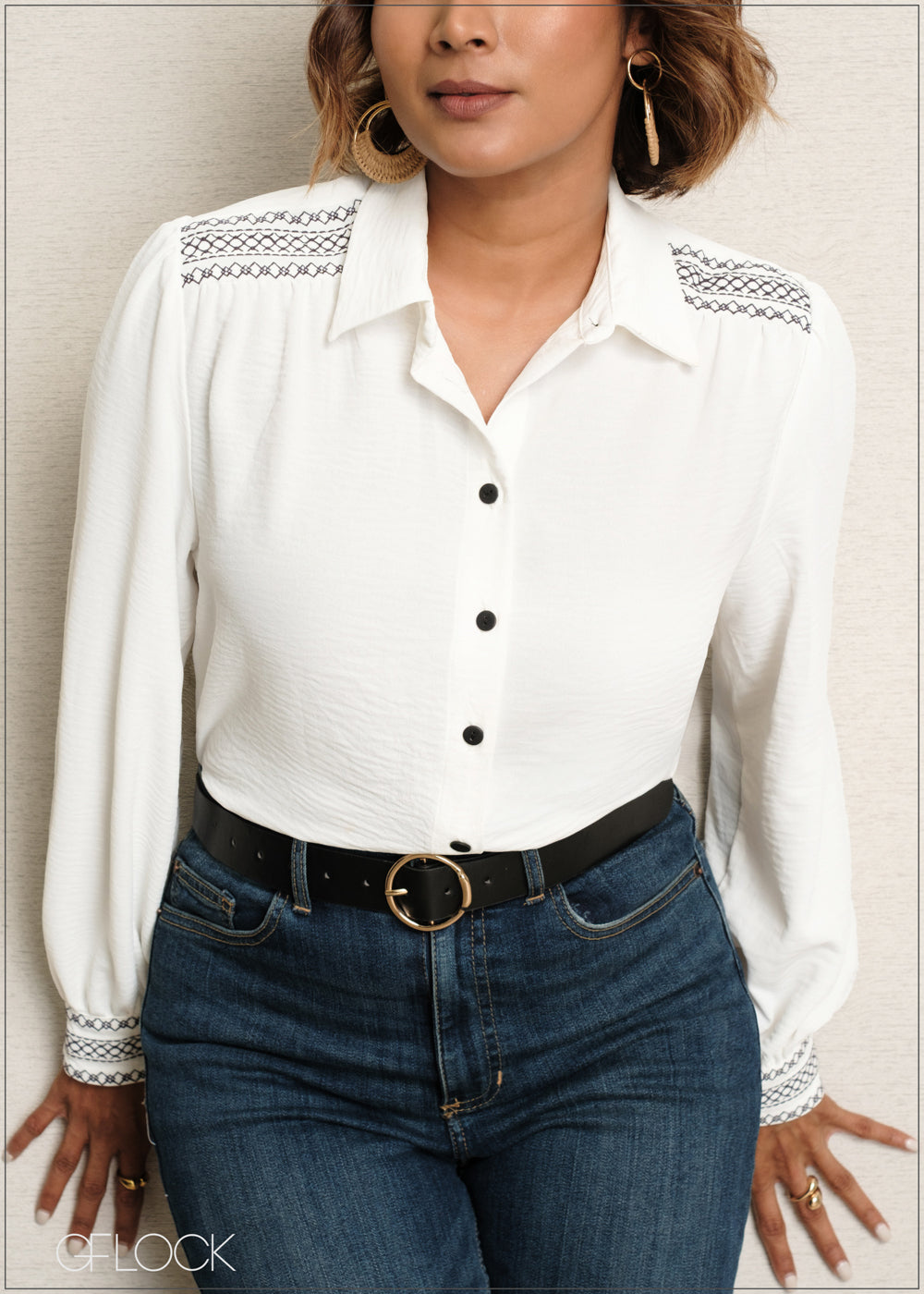 Embroidery Cuff Detail Shirt - 090525
