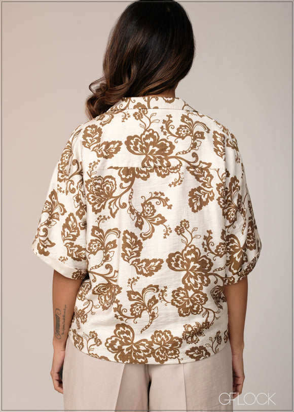 Cuban Collar Printed Shirt - 031125