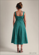 Lace Insert Midi Dress - 250825