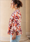 Printed Puff Sleeve Top - 140926
