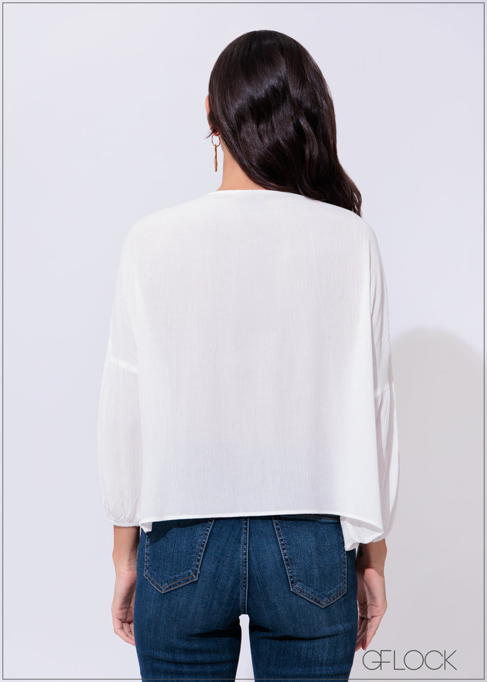 Lace Detail Long Sleeve Top - 300425