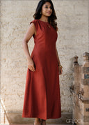 Side-Slit Midi Dress - 100826