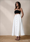 Button Detail Skirt - 220826