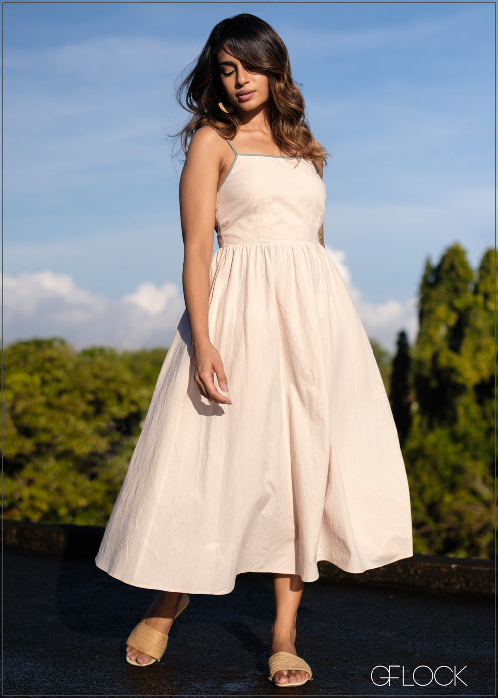 Contrast Strappy Belted Dress - 171025