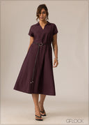 Maxi Dress With Leather Belt - 110926