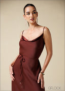 Cowl Neck Strappy Maxi Dress - 110725