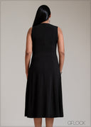 Shoulder Knot Detailed Midi Dress - 311025