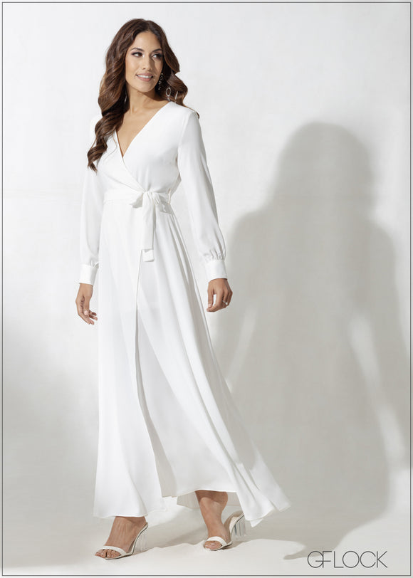 Long Sleeve Wrap Maxi Dress - 300623