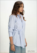Tie-Up Detailed Stripe Shirt - 130826