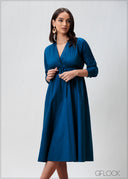 Slashed Neck Detailed Dress - 070425