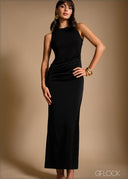 Satin drape waist detail maxi dress