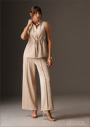 Pintuck detail straight leg pant