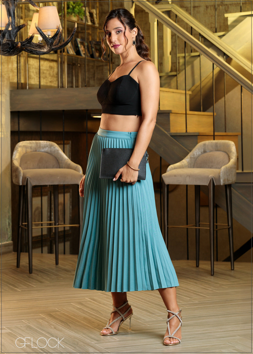 Pleated Midi Skirt 221124