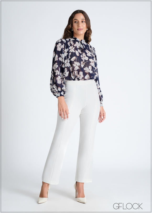 High Waisted Seam Detailed Straight Pant - 080724