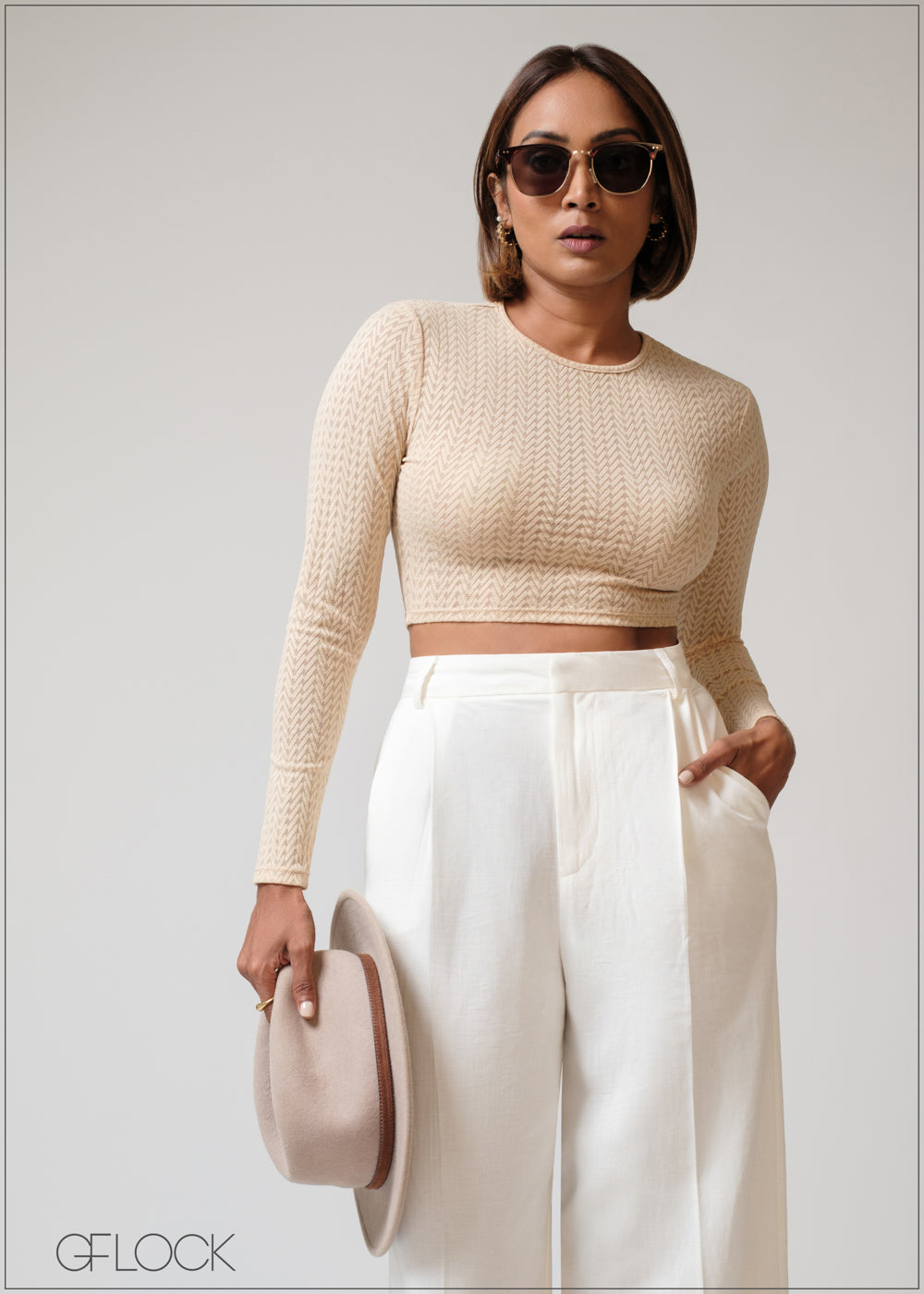 Long Sleeve Mesh Crop Top - 230625