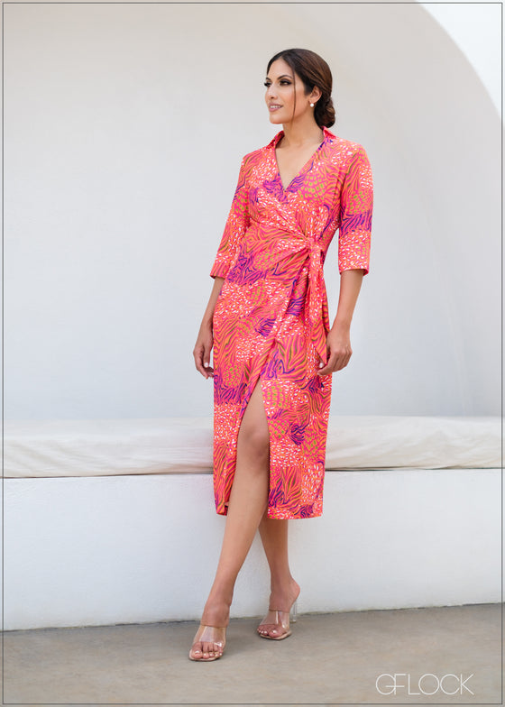 Printed Wrap Dress - 171123