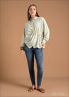 RUCHED SLEEVE SHIRT -  220324