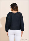 Lace Insert Linen Top - 070623