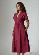 V-Neck Midi Dress - 201026