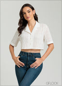 Camp Collar Lace Shirt - 080825