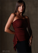 Side Ruched Strapless Top - 191225