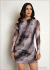 Asymmetrical Neck Mini Dress - 140625