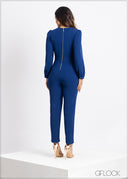Long Sleeve Pocket Detail Jumpsuit - 160623