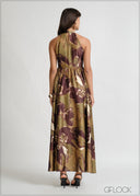 Printed Halter Neck Maxi Dress - 160326